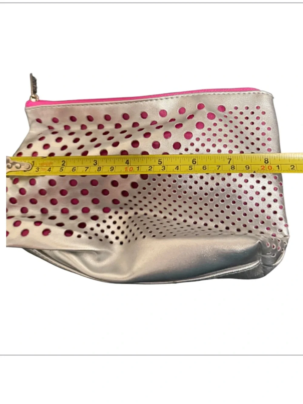 Clinique Silver and Pink Perforated Cosmetic Pouch - Women Bags